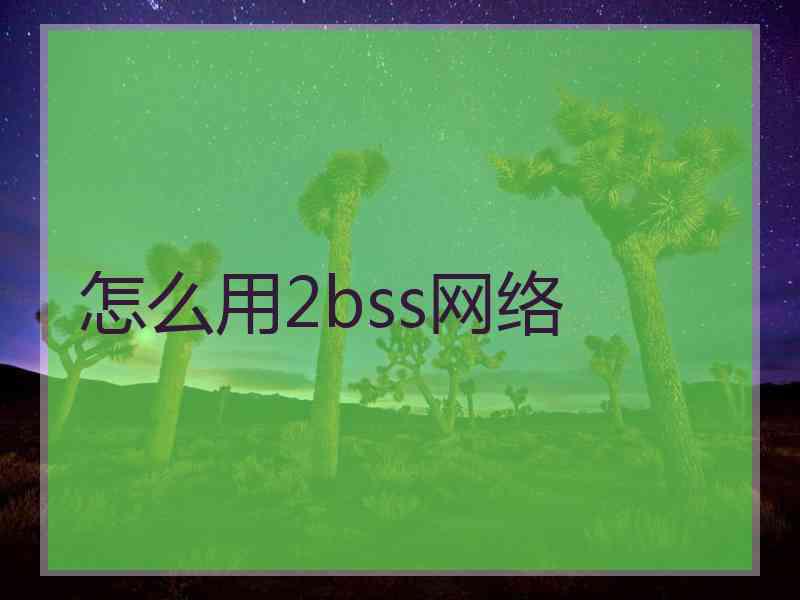 怎么用2bss网络